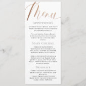 Elegant Minimalistisch Wit Rose Goud Script Bruilo Menu (Voorkant)
