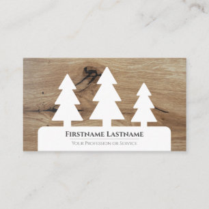 Elegant minimalistisch witte bomen bruin hout visitekaartje