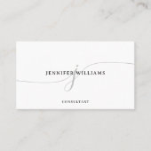 Elegant minimalistisch zwart grijs monogram visitekaartje (Voorkant)