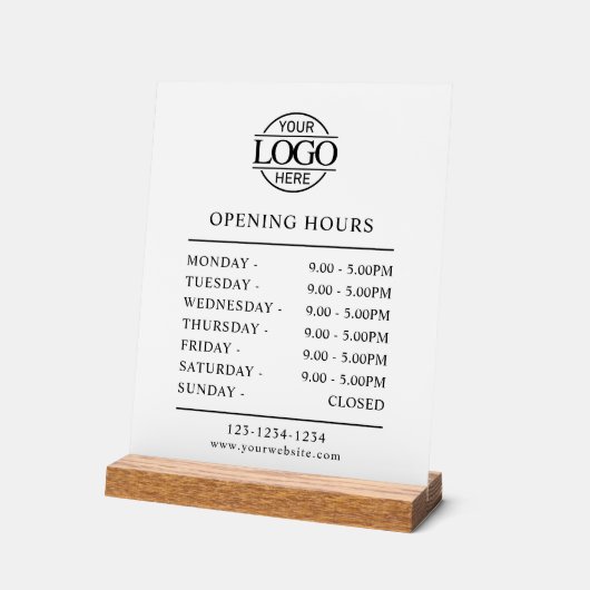 Elegant minimalistisch zwart | Openingstijden van Acryl Bord (Hoek)