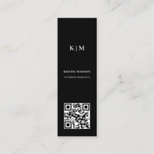 Elegant Minimalistisch Zwart QR code Interieur Des Mini Visitekaartje