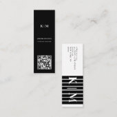 Elegant Minimalistisch Zwart QR code Interieur Des Mini Visitekaartje (Voorkant / Achterkant)