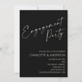Elegant minimalistisch zwart Script Engagement Par Kaart (Voorkant)