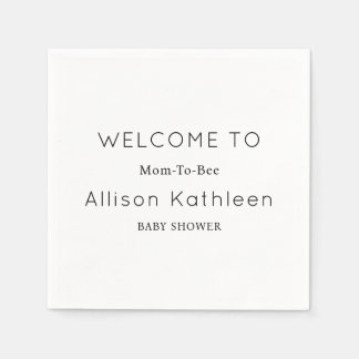 Elegant minimalistisch zwart-wit Baby shower Servet