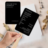 Elegant minimalistisch zwart wit bruiloft programm handwaaier