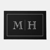 Elegant minimalistisch zwart-wit monogram deurmat (Voorkant)