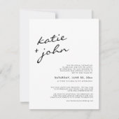 Elegant minimalistisch zwart wit neergeslagen huwe kaart (Voorkant)