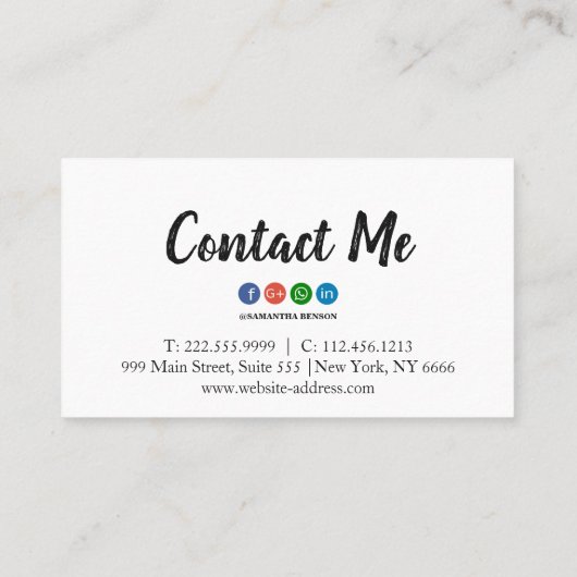 Elegant minimalistisch zwart-wit Professional Visitekaartje (Achterkant)