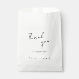 Elegant minimalistisch zwart wit script bruiloft d bedankzakje