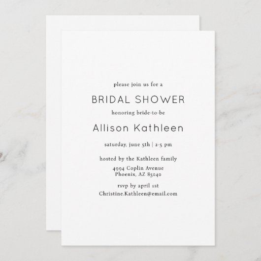 Elegant minimalistisch zwart-wit Vrijgezellenfeest Kaart (Voorkant / Achterkant)