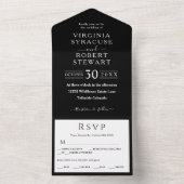 Elegant minimalistisch zwart-withuwelijk all in one uitnodiging (Binnen)