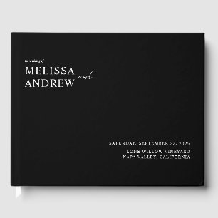 Elegant minimalistisch zwart-withuwelijk gastenboek