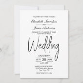 Elegant minimalistisch zwart withuwelijk kaart (Voorkant)