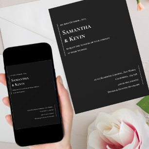 Elegant minimalistisch zwart-withuwelijk kaart