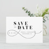 Elegant minimalistisch zwart-withuwelijk save the date (Staand voorkant)