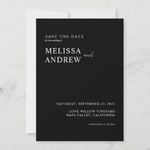 Elegant minimalistisch zwart-withuwelijk save the date