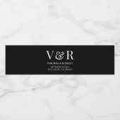 Elegant minimalistisch zwart-withuwelijk waterfles etiket (Enkel label)