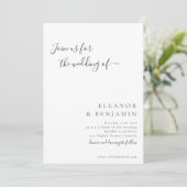 Elegant minimalistisch zwart witscript bruiloft RS Kaart (Staand voorkant)