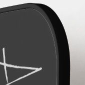 Elegant minimalistisch zwart witscript naam pickleball paddle (Links Detail)