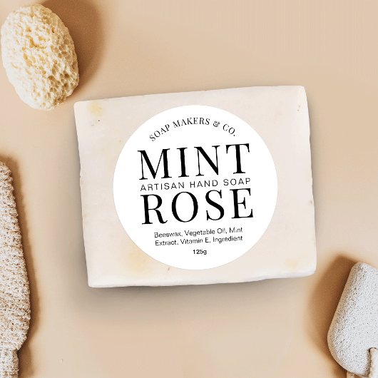 Elegant minimalistisch zwart-witte zeep Bar, verpa Ronde Sticker