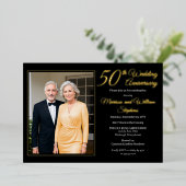 Elegant Minimalistische Foto 50ste Huwelijksverjaa Folie Uitnodiging (Staand Voorkant)