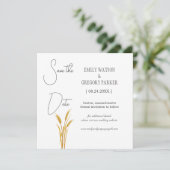 Elegant minimalistische foto van tarwevelden save the date (Staand voorkant)