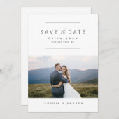 Elegant minimalistische fotobruiloft bespaart datu save the date (Voorkant / Achterkant)