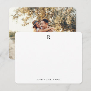 Elegant minimalistische geavanceerde monogram foto notitiekaartje