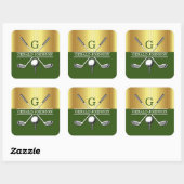 Elegant Minimalistische Golf Monogram Ontwerp Vierkante Sticker (Vel)