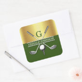 Elegant Minimalistische Golf Monogram Ontwerp Vierkante Sticker (Envelop)