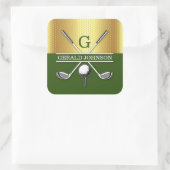 Elegant Minimalistische Golf Monogram Ontwerp Vierkante Sticker (Tas)