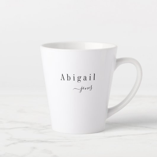 Elegant minimalistische scriptnaam op maat latte mok (Rechts)