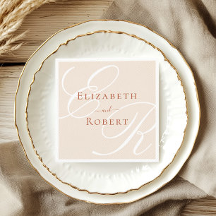 Elegant Minimalistische Terracotta Monogram Trouwk Servet