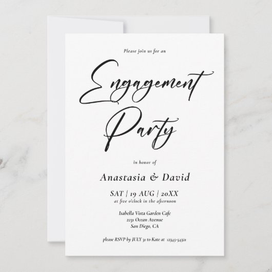 Elegant minimalistische uitnodiging van de Engagem (Voorkant)