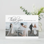 Élégant minimum 3 Mariage photo Carte de remerciem (Debout devant)