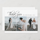 Élégant minimum 3 Mariage photo Carte de remerciem (Devant / Derrière)