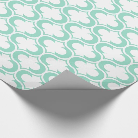Elegant Mint Blauw Wit Raampatroon Cadeaupapier (Hoek)