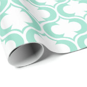 Elegant Mint Blauw Wit Raampatroon Cadeaupapier (Rol Hoek)