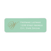 Elegant Mint en Antiek Gold Monogram Initiaal Etiket (Voorkant)
