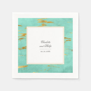 Elegant Mint en Gold Marble Pattern Wedding Servet