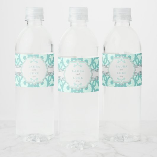 Elegant Mint en Gray Waterfles Etiket (Flessen)