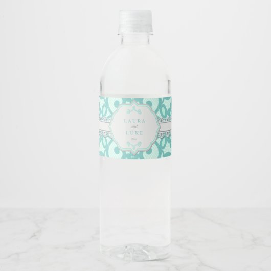 Elegant Mint en Gray Waterfles Etiket (Voorkant)