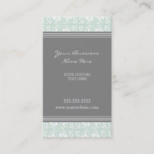 Elegant Mint Gray Damask Visitekaartjes