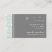 Elegant Mint Gray Damask Visitekaartjes (Achterkant)