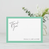 Elegant Mint Green Border Wedding Hartelijk dank Bedankkaart (Staand voorkant)