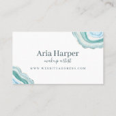 Elegant Mint Green Geode Gold Glitter Agate Afsprakenkaartje (Achterkant)