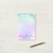 Elegant mint green glitter marble makeup artiest post-it® notes (Op bureau)