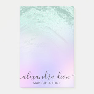 Elegant mint green glitter marble makeup artiest post-it® notes