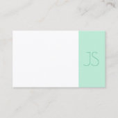 Elegant Mint Green Modern Monogram Sjabloon Trendy Visitekaartje (Voorkant)