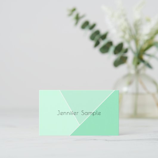 Elegant Mint Green Modern Simple Design-Sjabloon Visitekaartje (Staand voorkant)